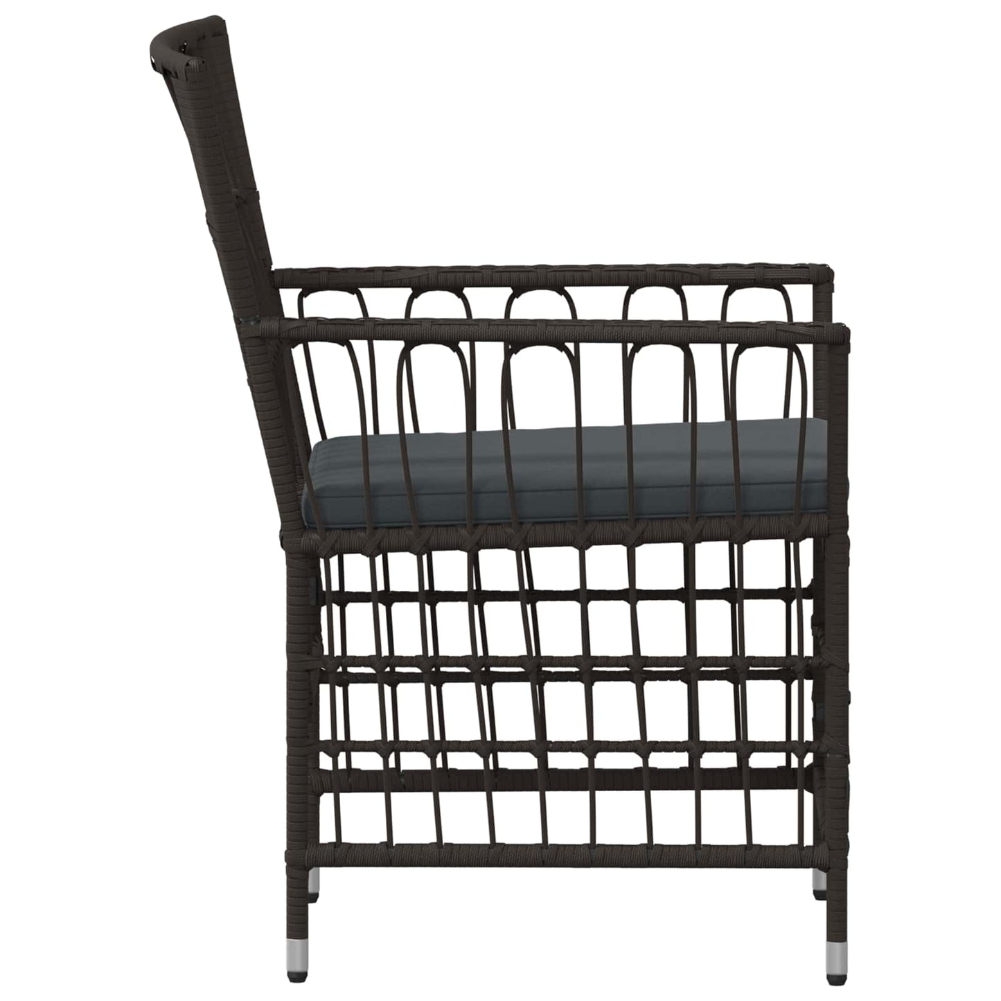 Gartenstühle 2 Stk. Schwarz PE Rattan, Stahl und Polyesterstoff