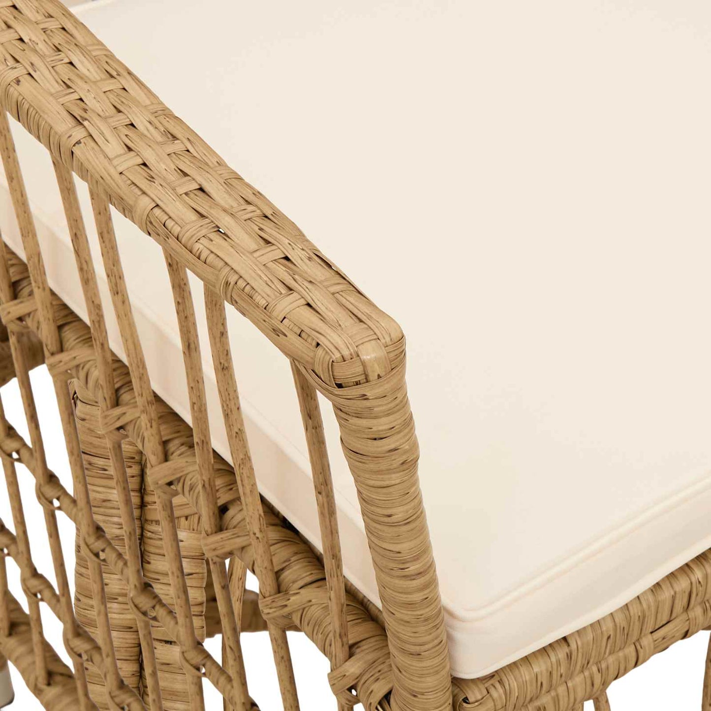 Gartenstühle 2 Stk. Natur PE Rattan, Stahl und Polyesterstoff