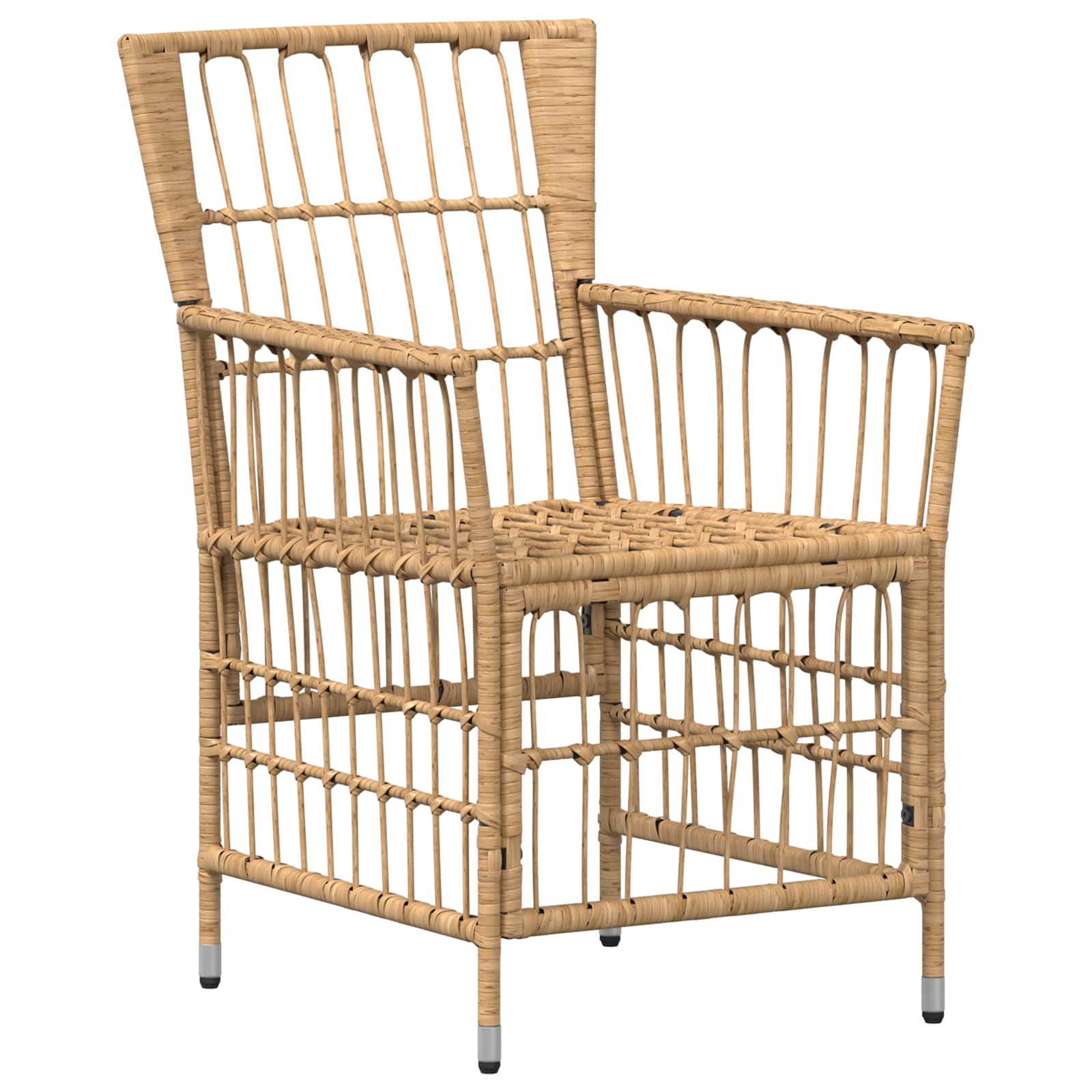 Gartenstühle 2 Stk. Natur PE Rattan, Stahl und Polyesterstoff