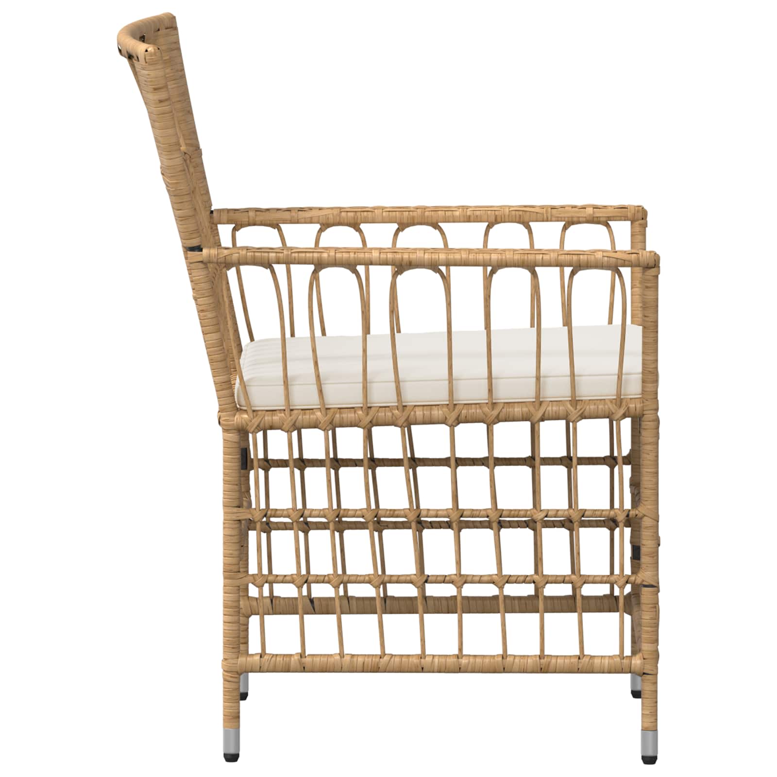 Gartenstühle 2 Stk. Natur PE Rattan, Stahl und Polyesterstoff