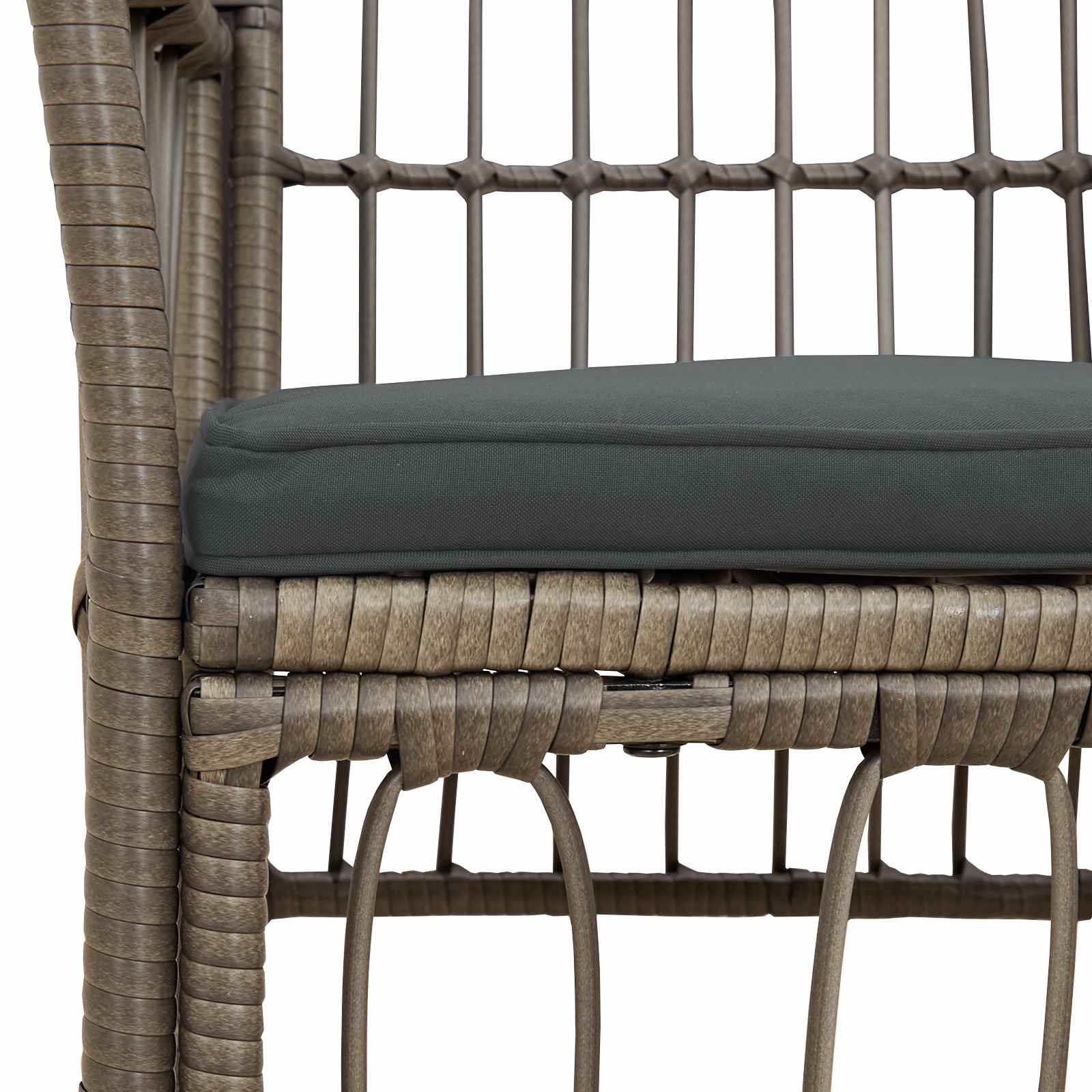 Gartenstühle 2 Stk. Grau PE Rattan, Stahl und Polyesterstoff