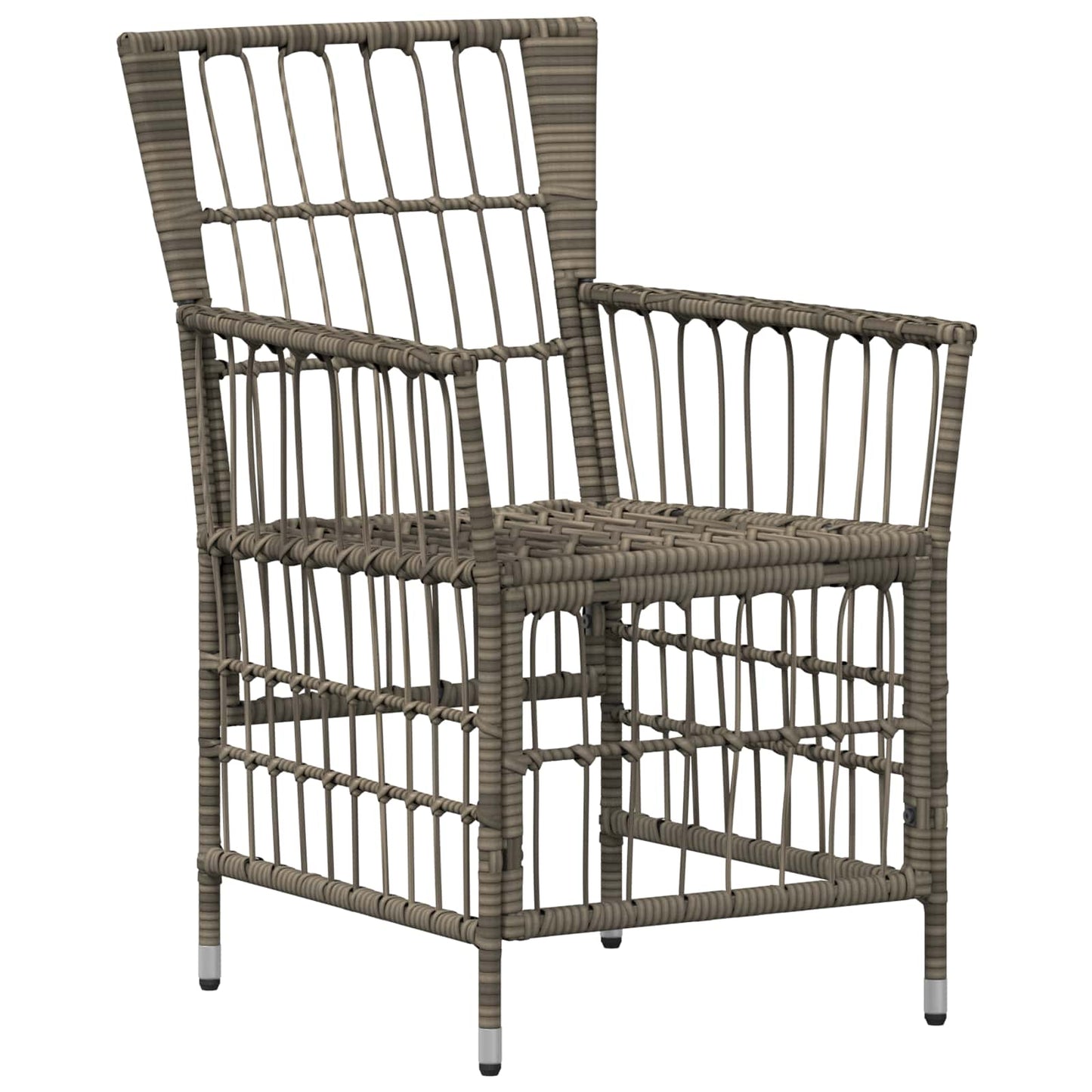 Gartenstühle 2 Stk. Grau PE Rattan, Stahl und Polyesterstoff