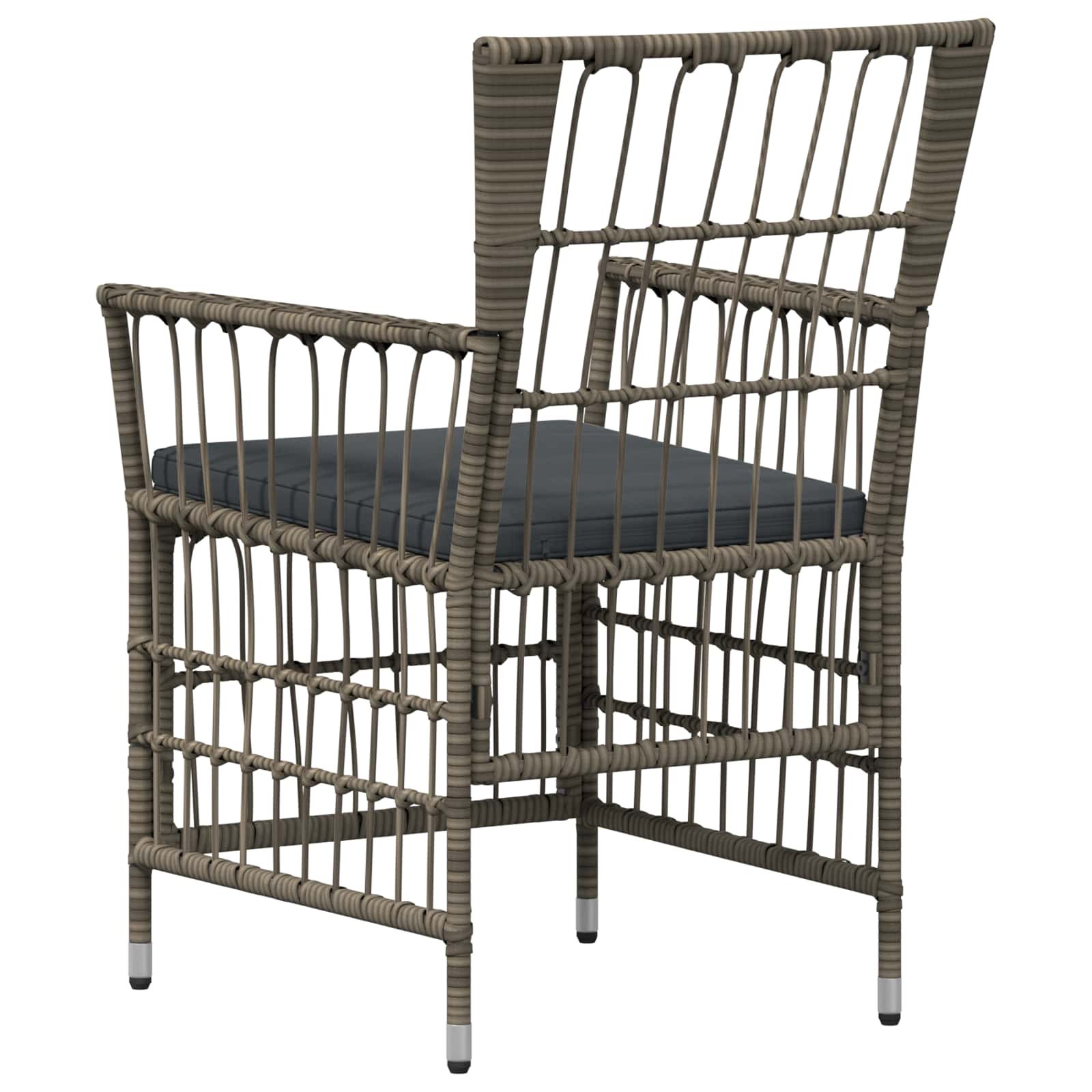 Gartenstühle 2 Stk. Grau PE Rattan, Stahl und Polyesterstoff