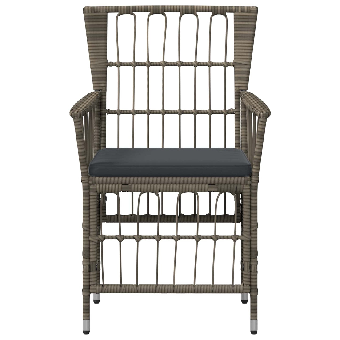 Gartenstühle 2 Stk. Grau PE Rattan, Stahl und Polyesterstoff