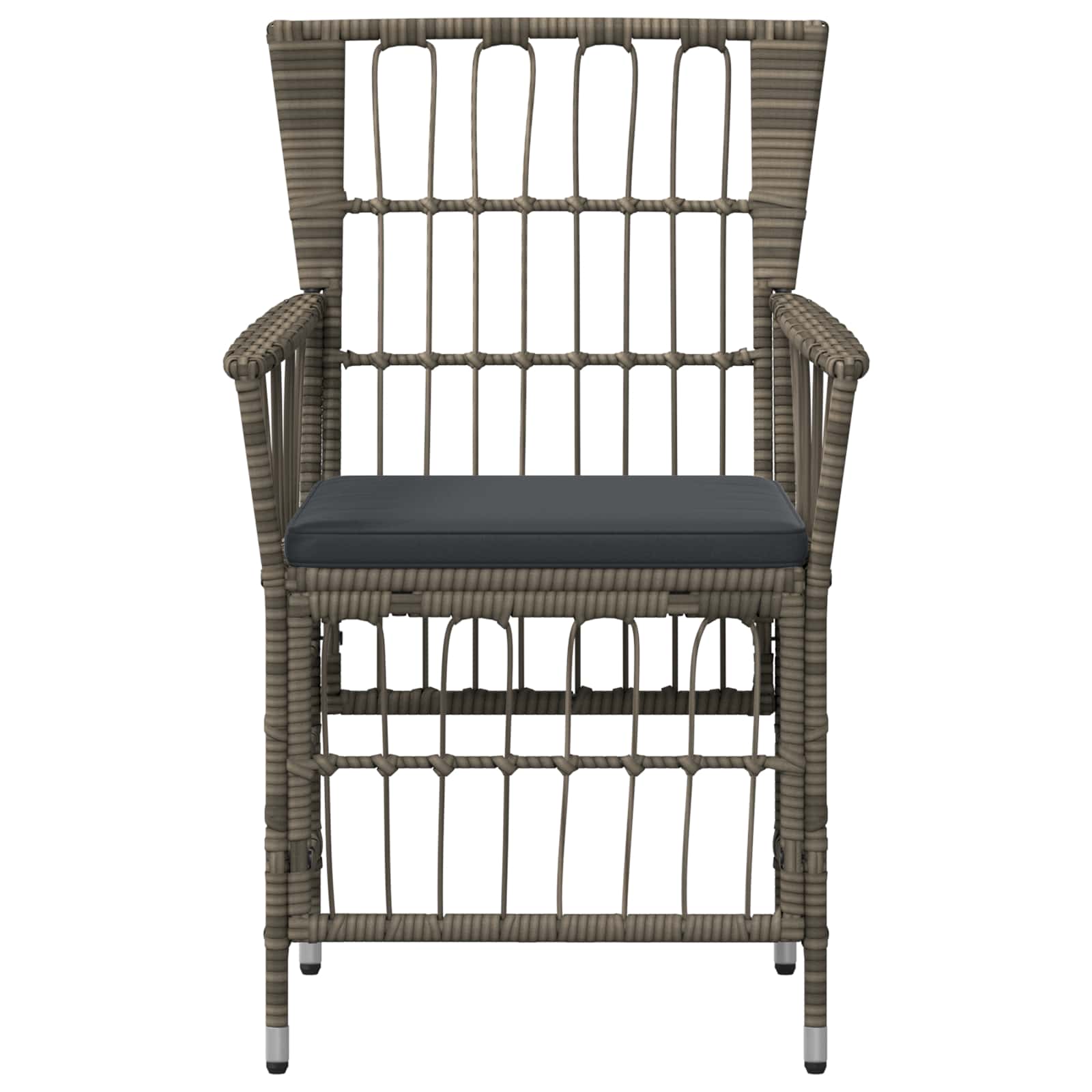 Gartenstühle 2 Stk. Grau PE Rattan, Stahl und Polyesterstoff