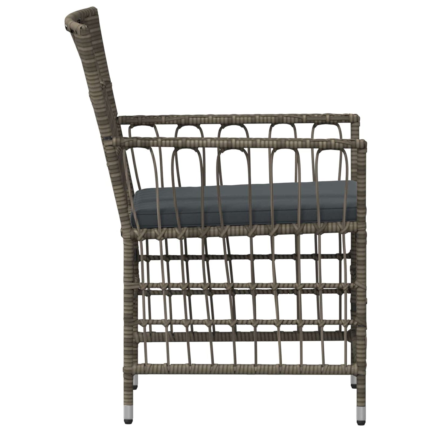 Gartenstühle 2 Stk. Grau PE Rattan, Stahl und Polyesterstoff