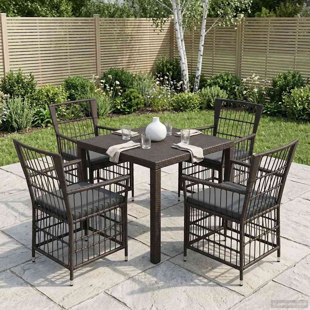 Gartenstühle 4 Stk. Schwarz PE Rattan, Stahl und Polyesterstoff
