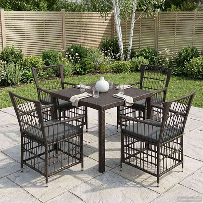 Gartenstühle 4 Stk. Schwarz PE Rattan, Stahl und Polyesterstoff