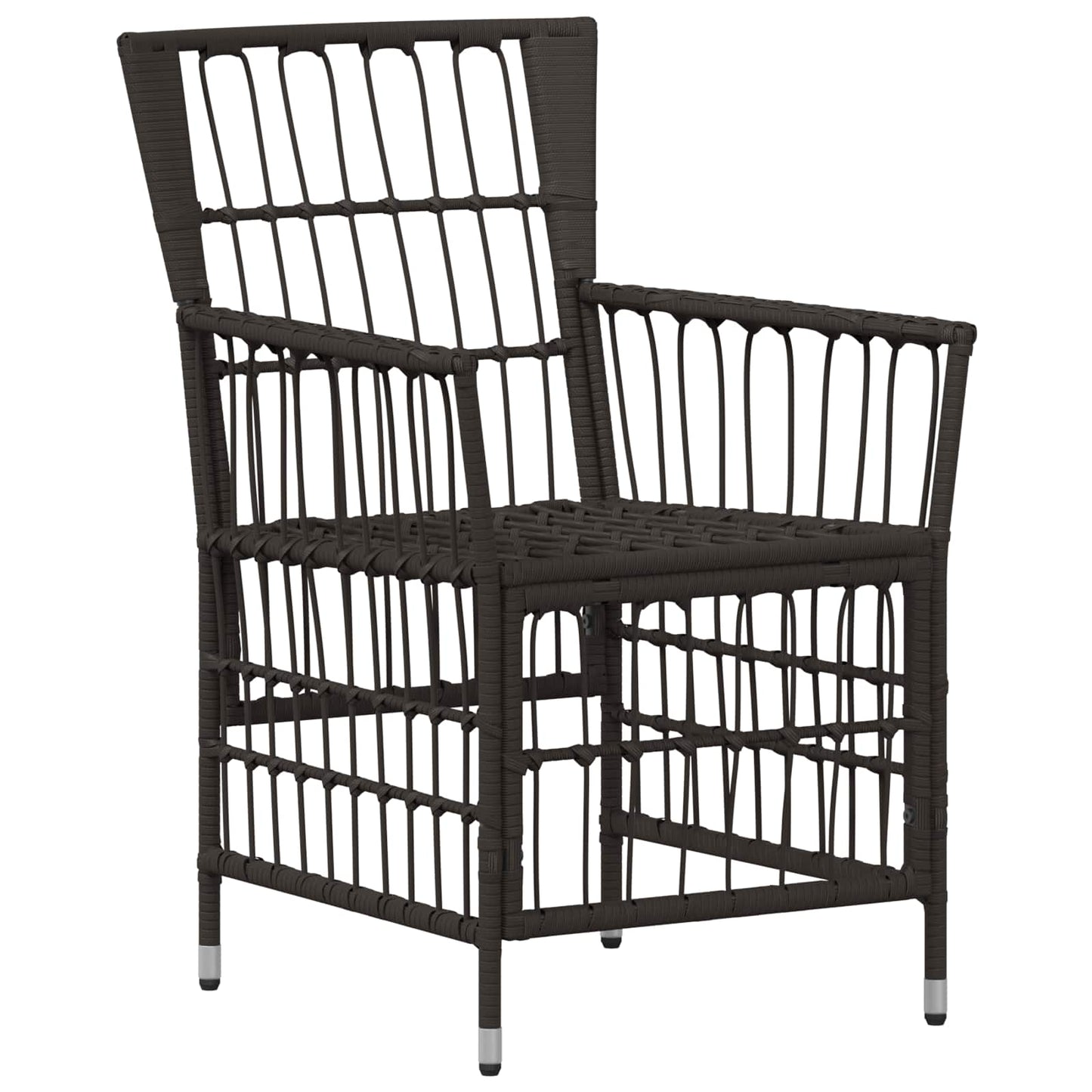 Gartenstühle 4 Stk. Schwarz PE Rattan, Stahl und Polyesterstoff