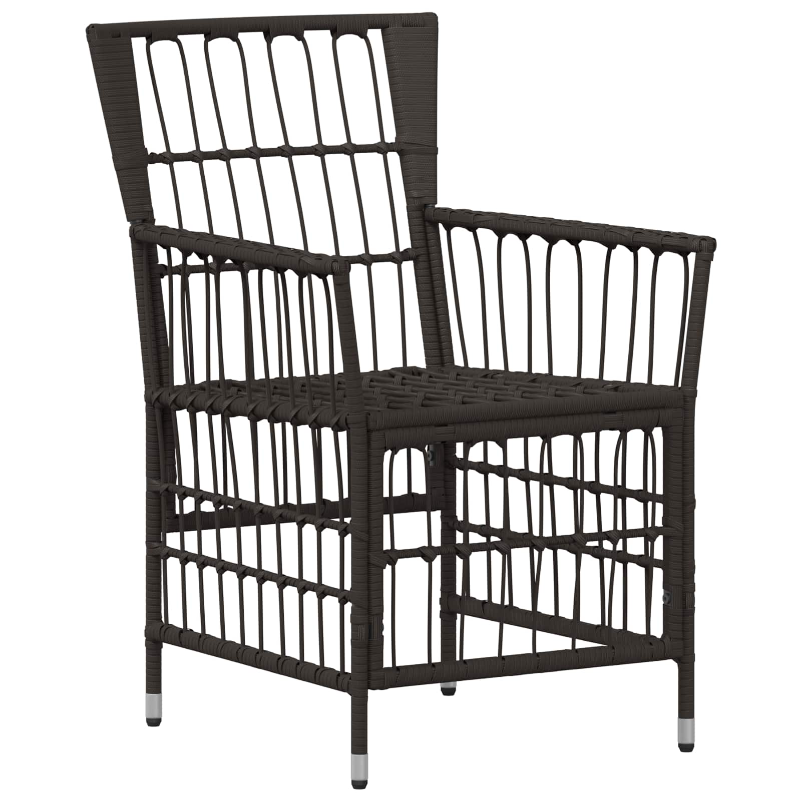 Gartenstühle 4 Stk. Schwarz PE Rattan, Stahl und Polyesterstoff