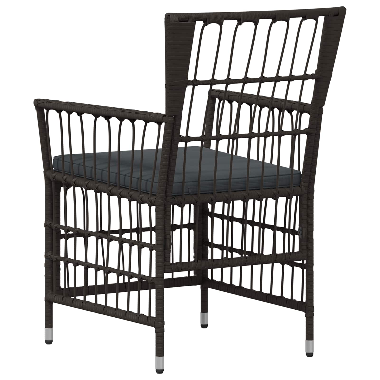 Gartenstühle 4 Stk. Schwarz PE Rattan, Stahl und Polyesterstoff