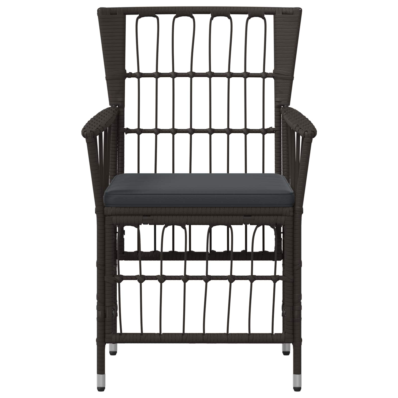 Gartenstühle 4 Stk. Schwarz PE Rattan, Stahl und Polyesterstoff
