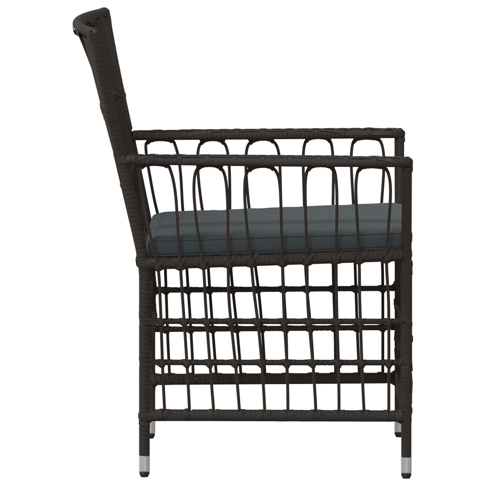 Gartenstühle 4 Stk. Schwarz PE Rattan, Stahl und Polyesterstoff