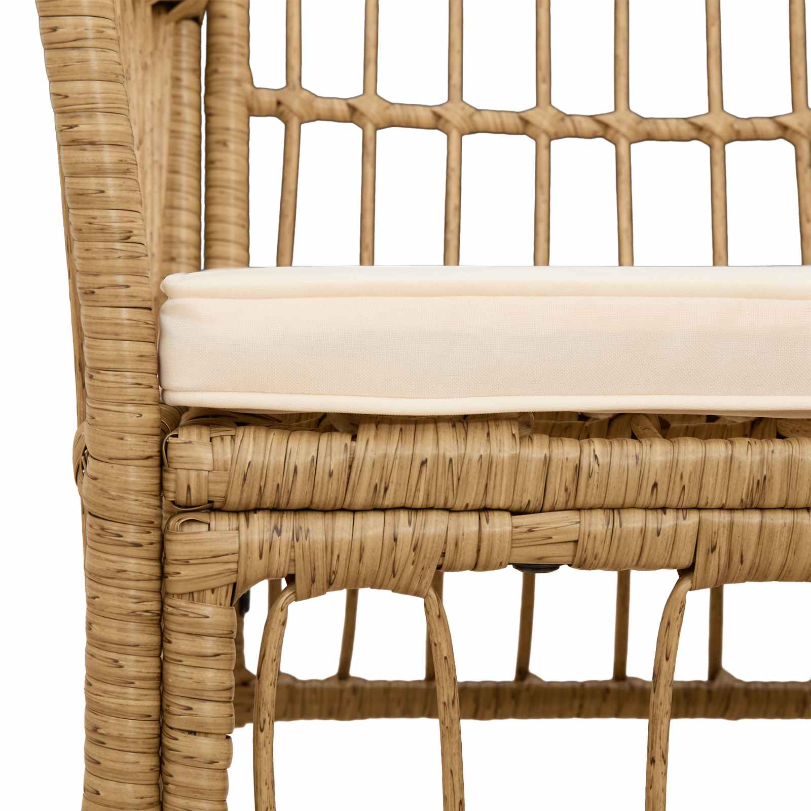 Gartenstühle 4 Stk. Natur PE Rattan, Stahl und Polyesterstoff