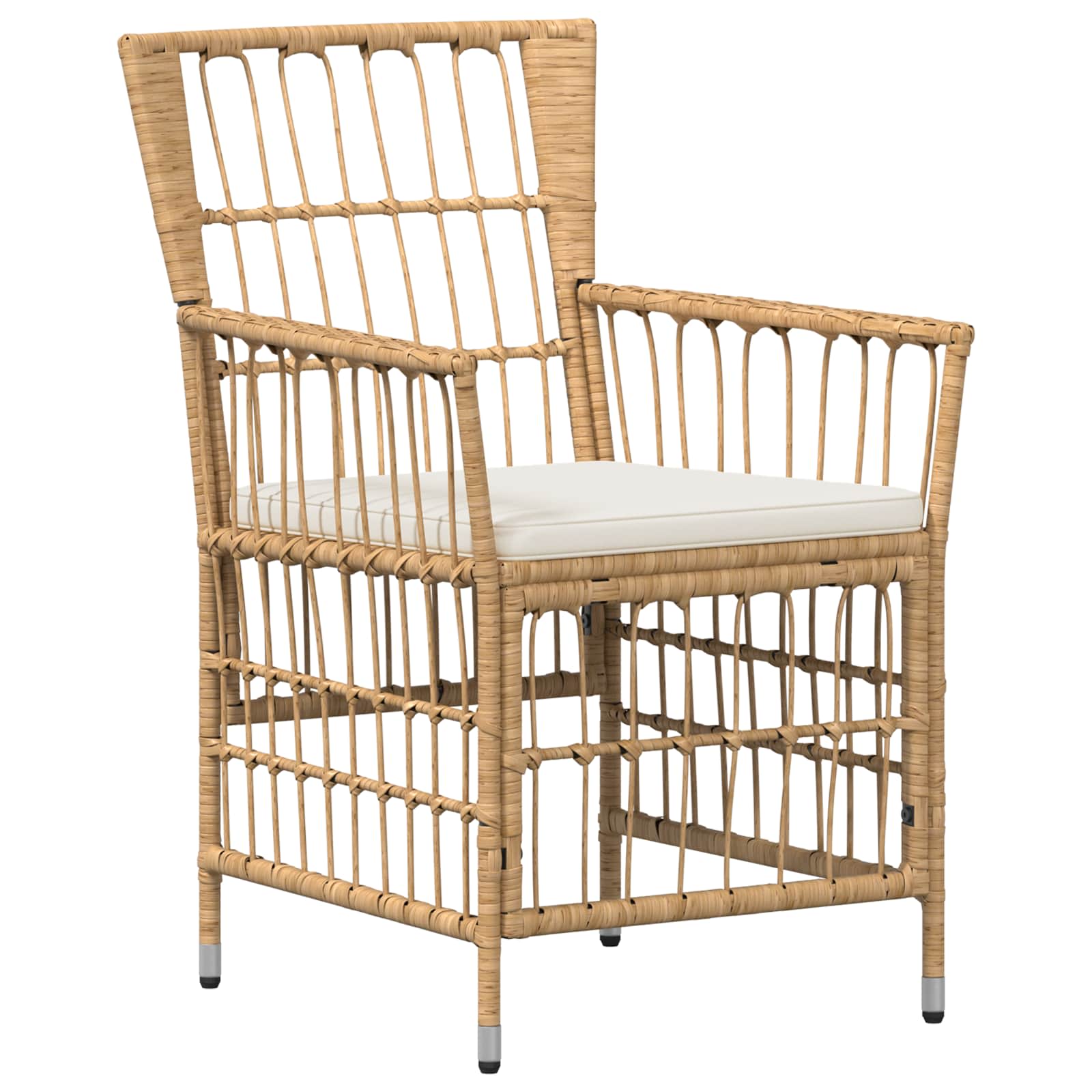 Gartenstühle 4 Stk. Natur PE Rattan, Stahl und Polyesterstoff
