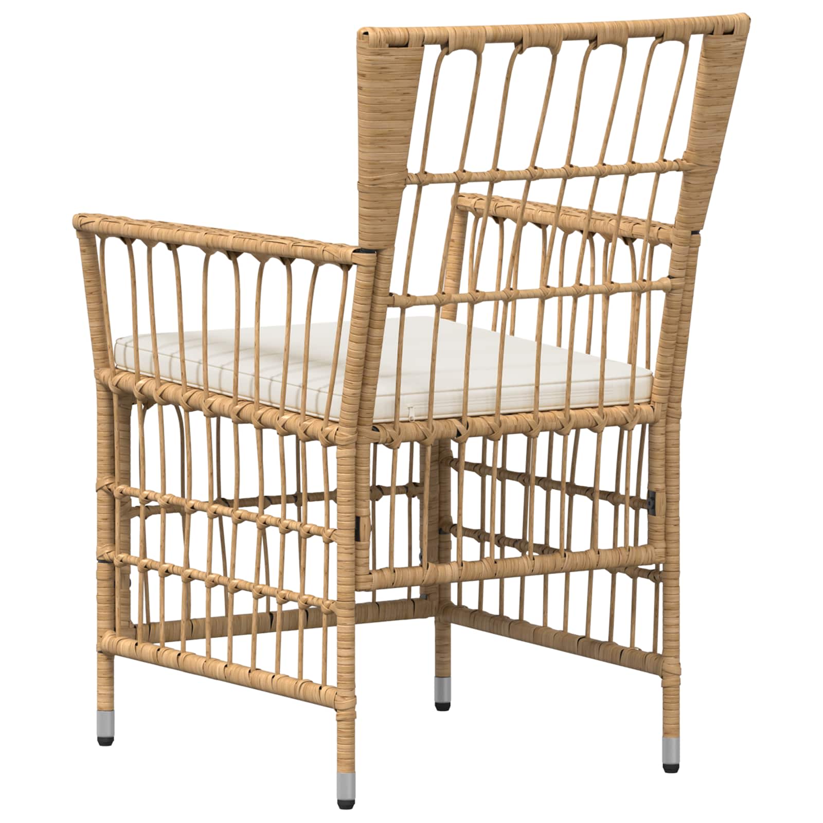 Gartenstühle 4 Stk. Natur PE Rattan, Stahl und Polyesterstoff