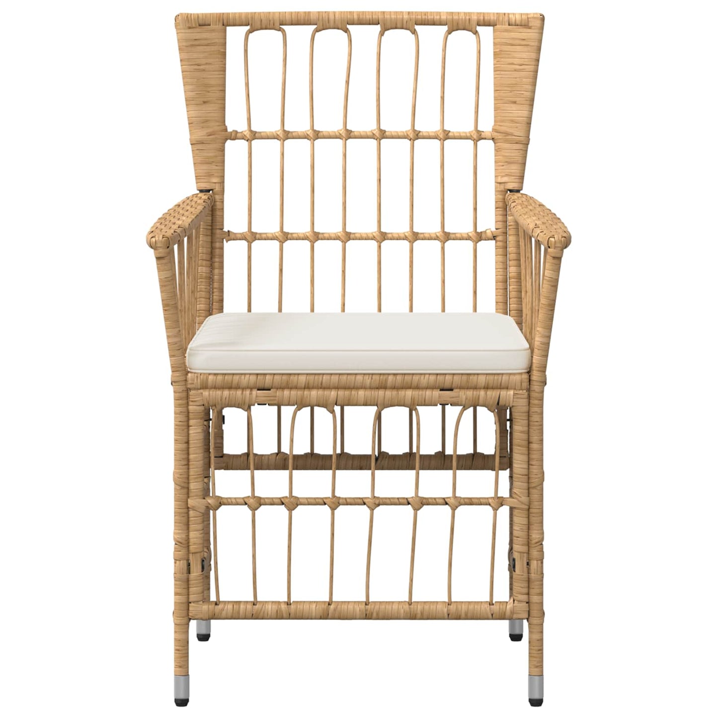 Gartenstühle 4 Stk. Natur PE Rattan, Stahl und Polyesterstoff