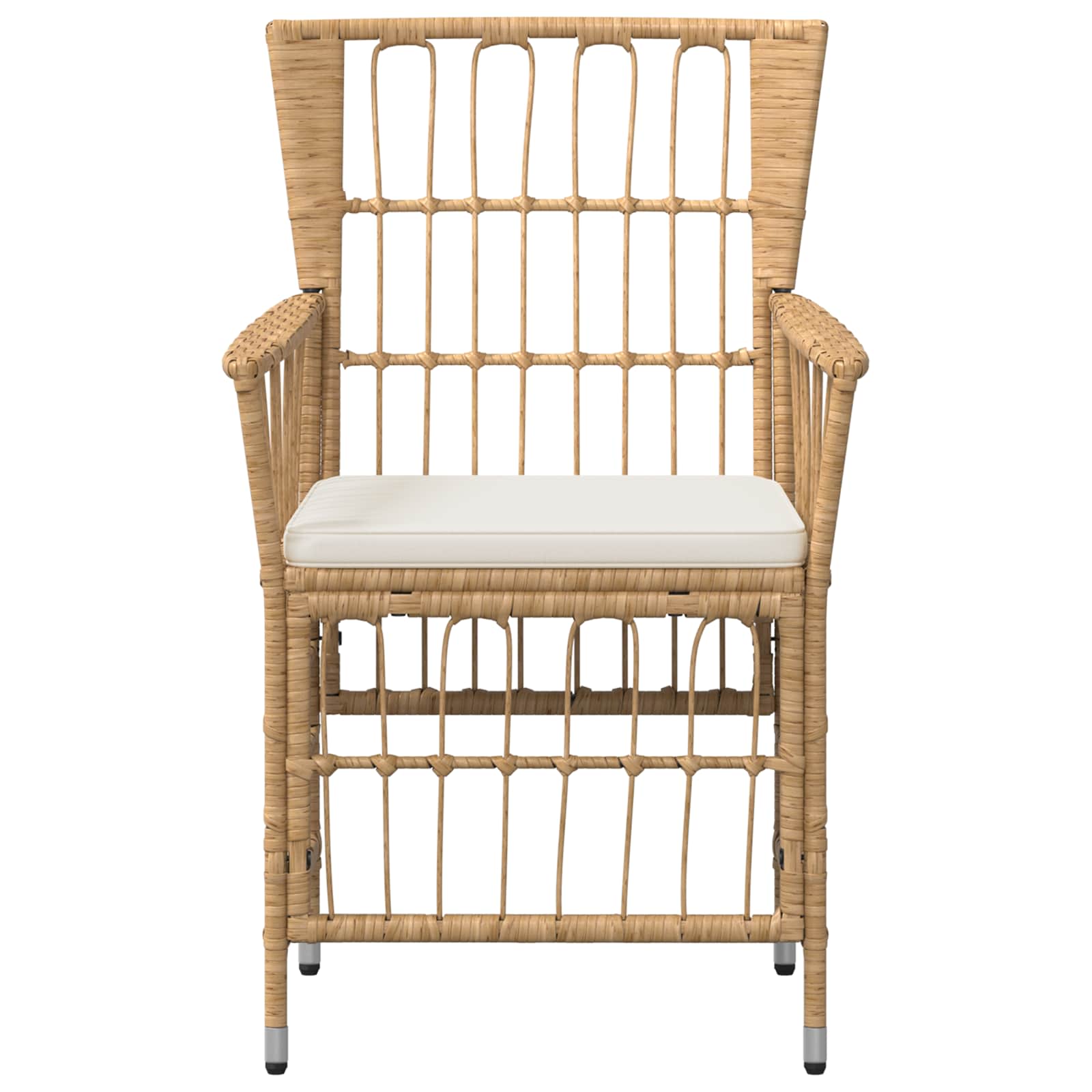 Gartenstühle 4 Stk. Natur PE Rattan, Stahl und Polyesterstoff