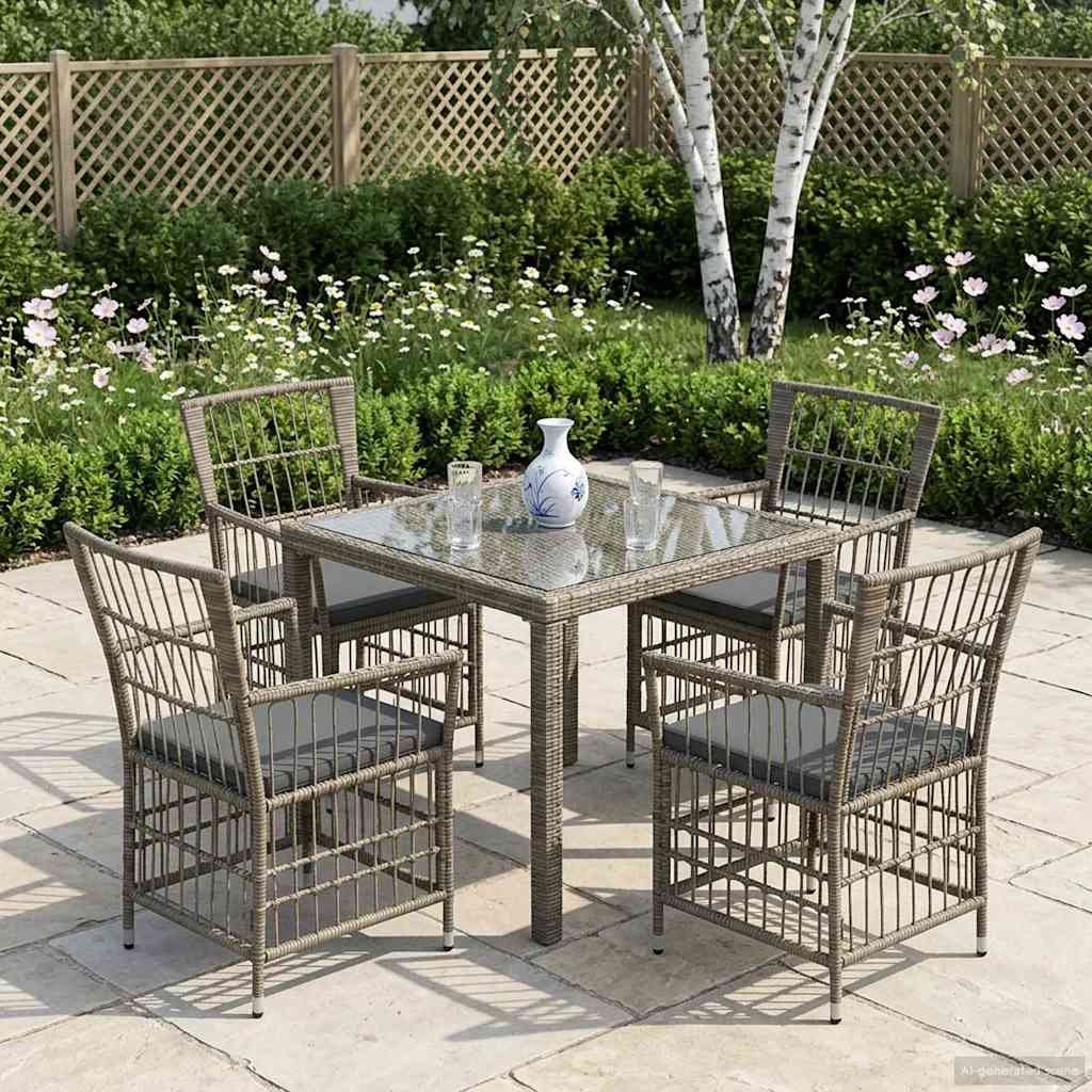 Gartenstühle 4 Stk. Grau Poly-Rattan