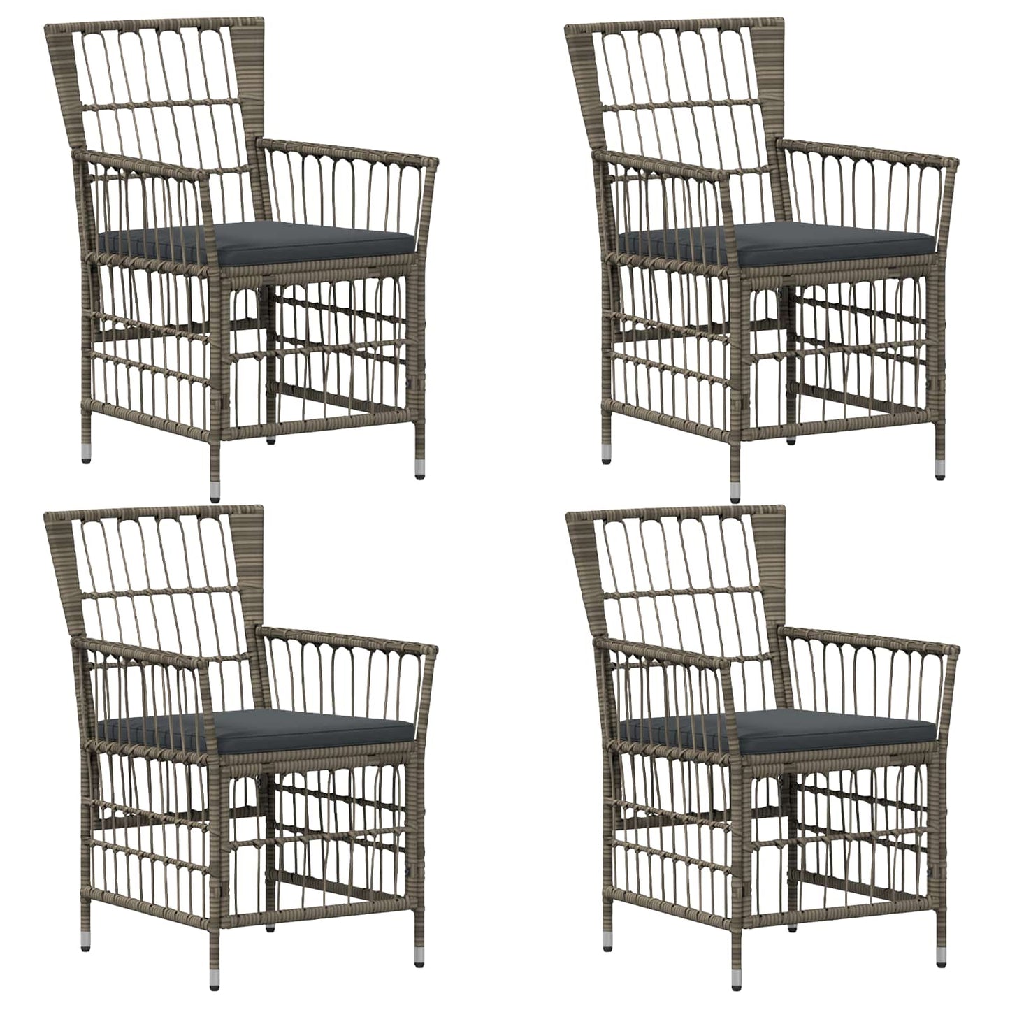 Gartenstühle 4 Stk. Grau Poly-Rattan