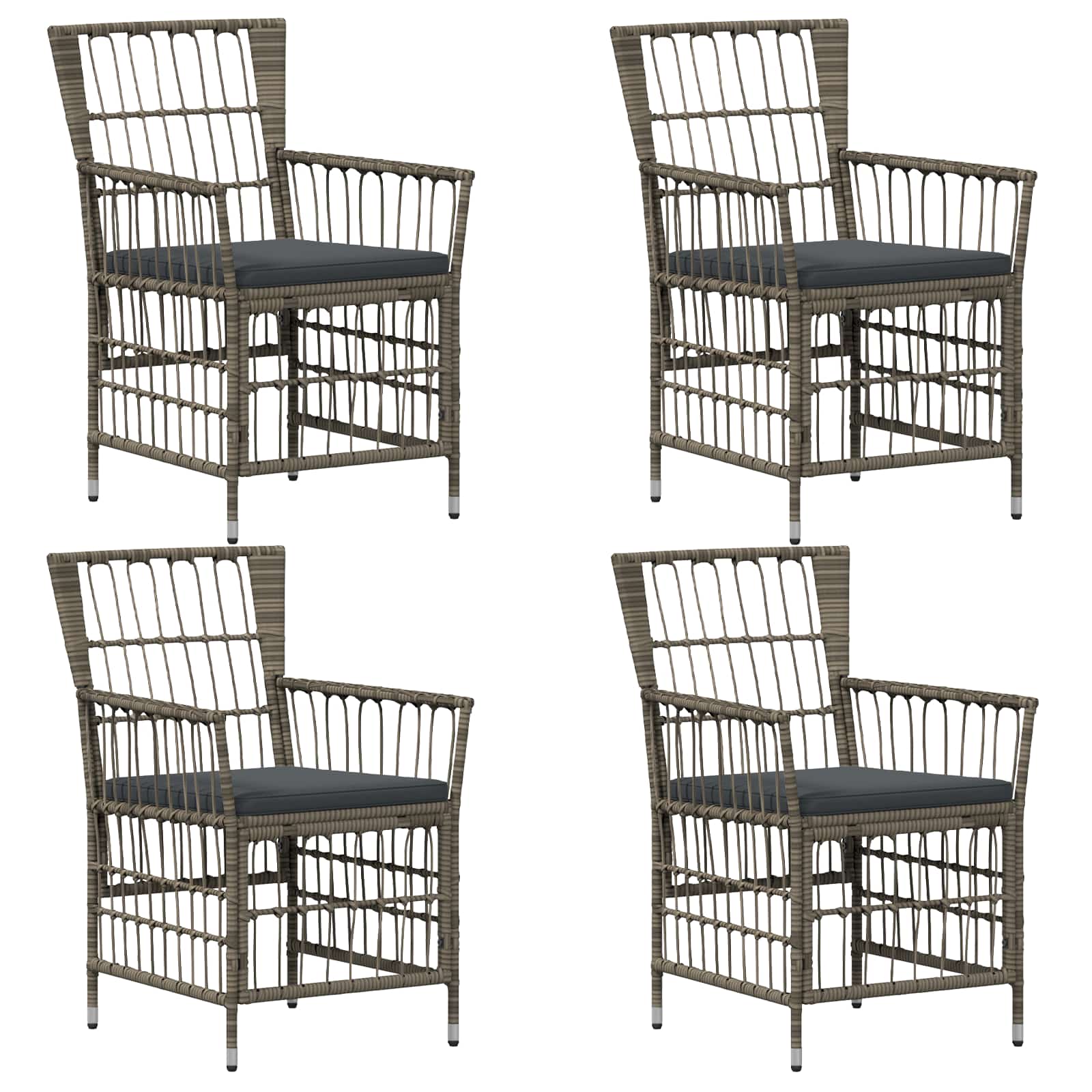 Gartenstühle 4 Stk. Grau Poly-Rattan