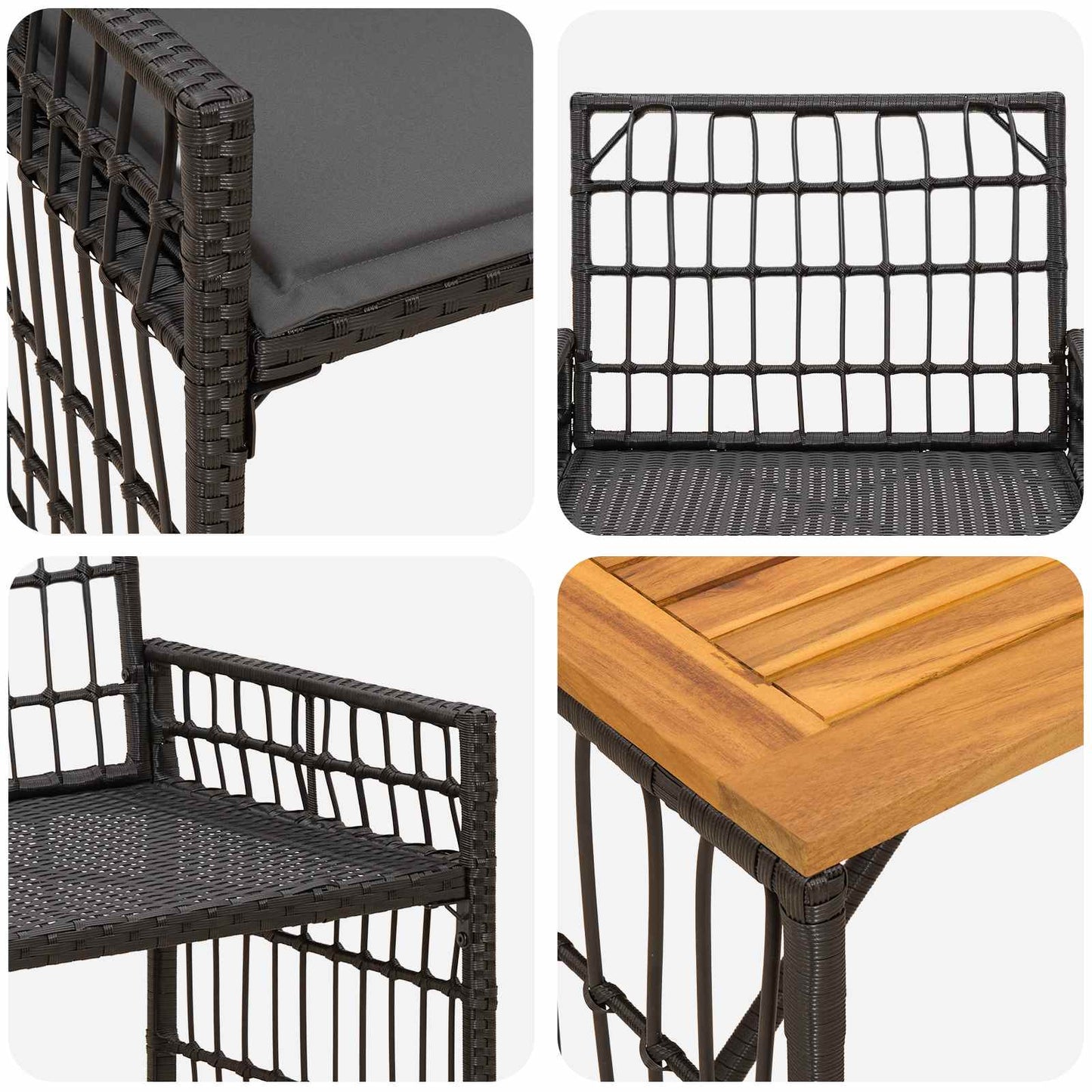 Gartenmöbel Set 4 Stk. Schwarz und Dunkelgrau