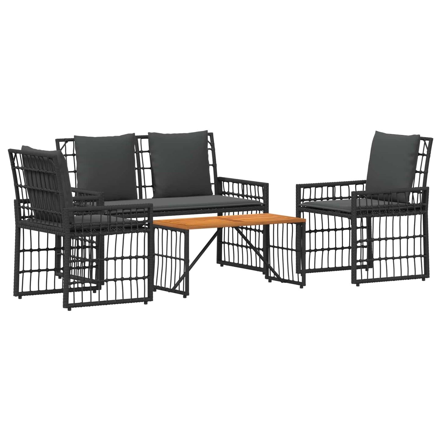 Gartenmöbel Set 4 Stk. Schwarz und Dunkelgrau