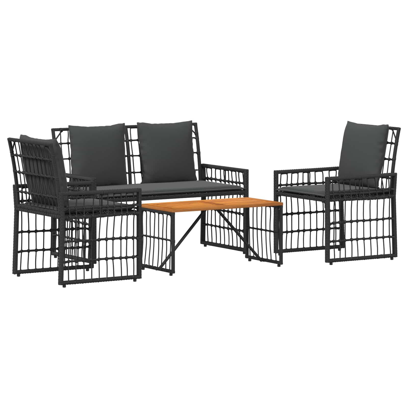 Gartenmöbel Set 4 stk. Schwarz und Dunkelgrau