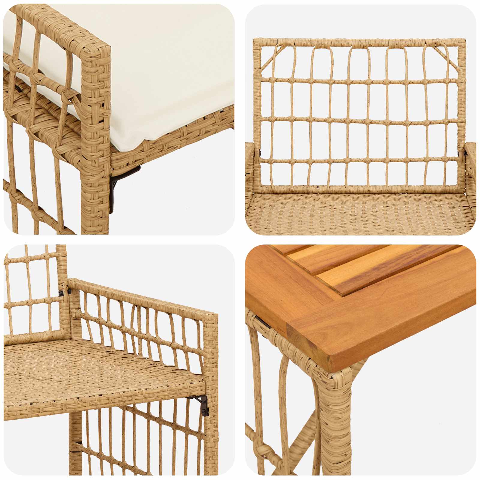 Gartenmöbel Set 4 Stk. Natürlich und Cremweiß