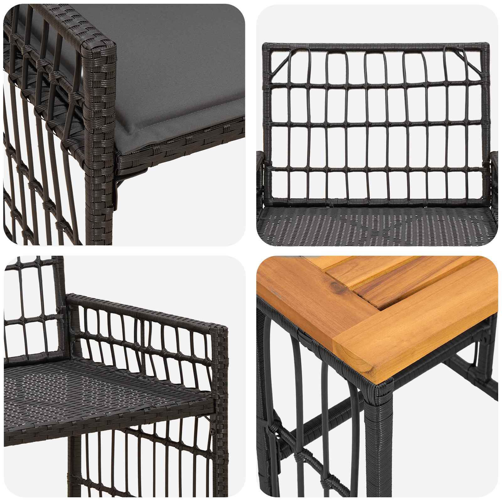Gartenmöbel Set 5 Stk. Schwarz und Dunkelgrau