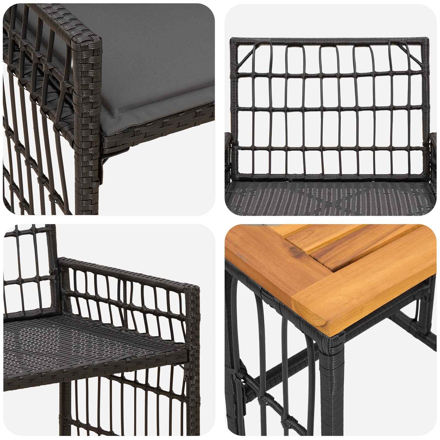 Gartenmöbel Set 5 stk. Schwarz und Dunkelgrau