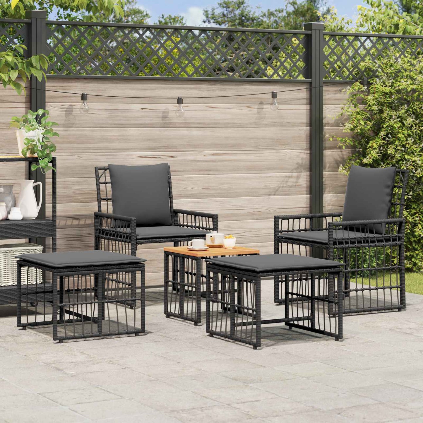 Gartenmöbel Set 5 Stk. Schwarz und Dunkelgrau
