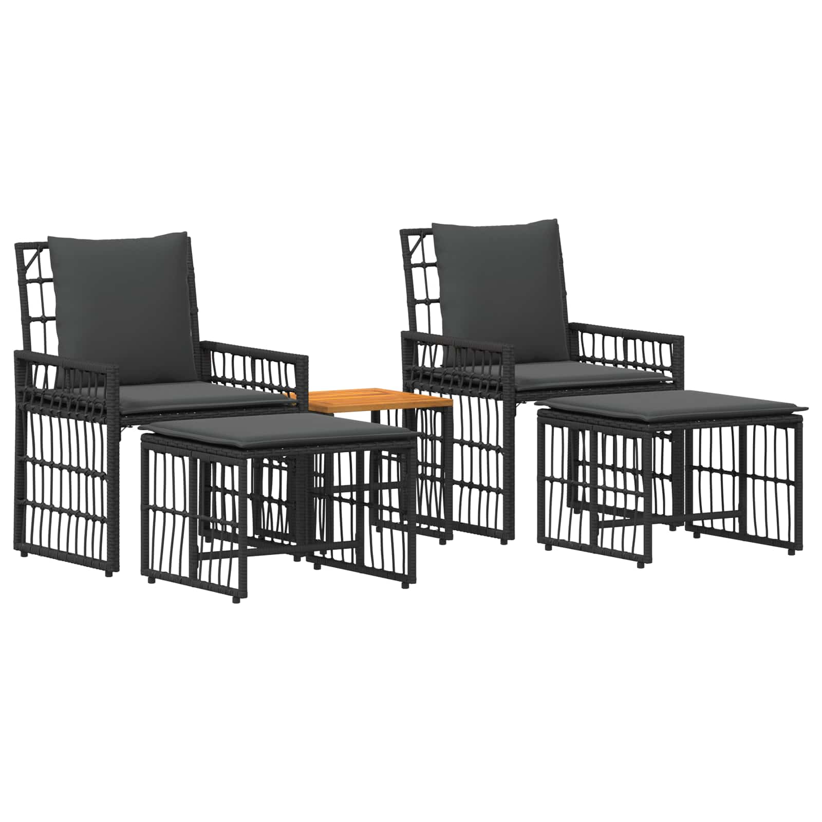Gartenmöbel Set 5 Stk. Schwarz und Dunkelgrau