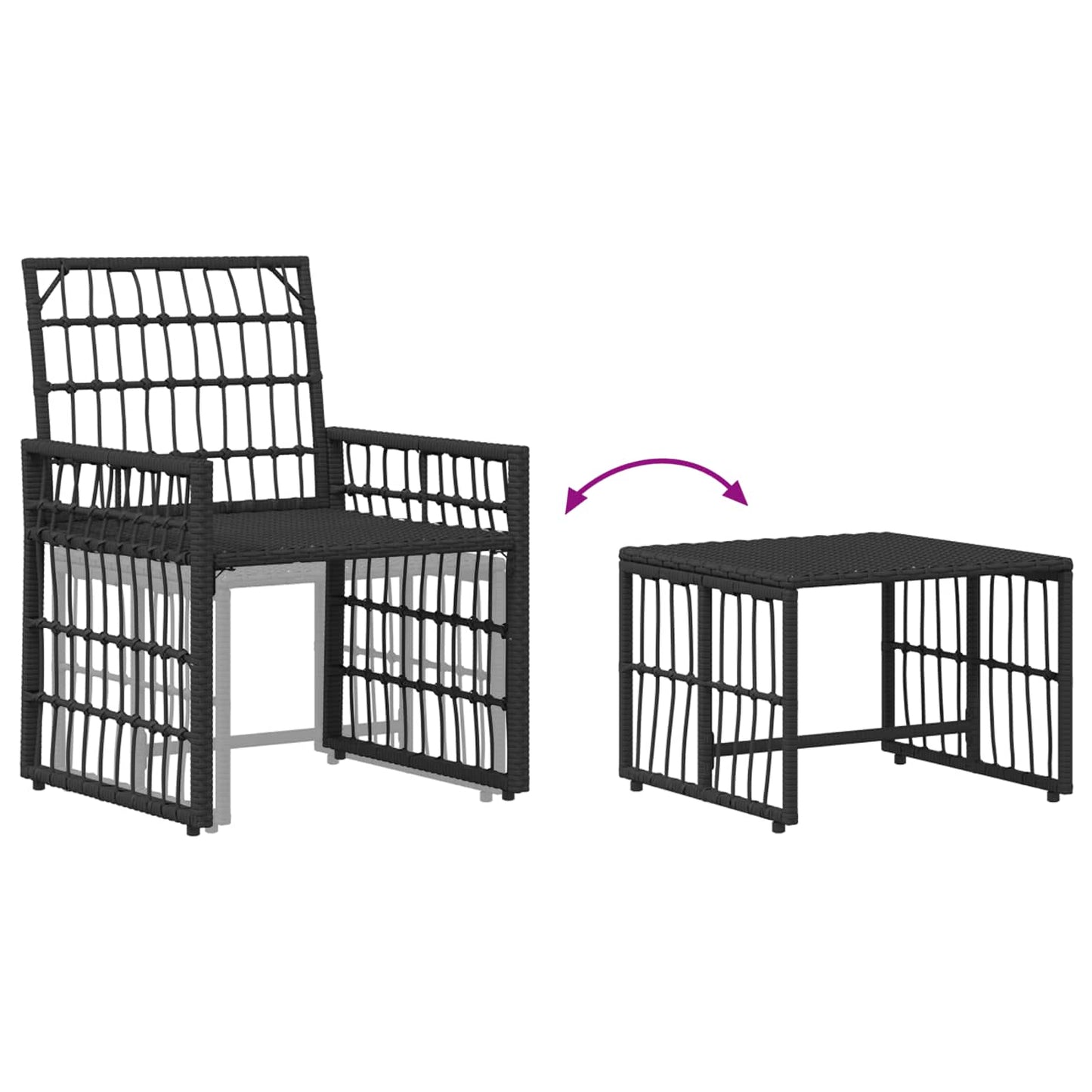 Gartenmöbel Set 5 stk. Schwarz und Dunkelgrau