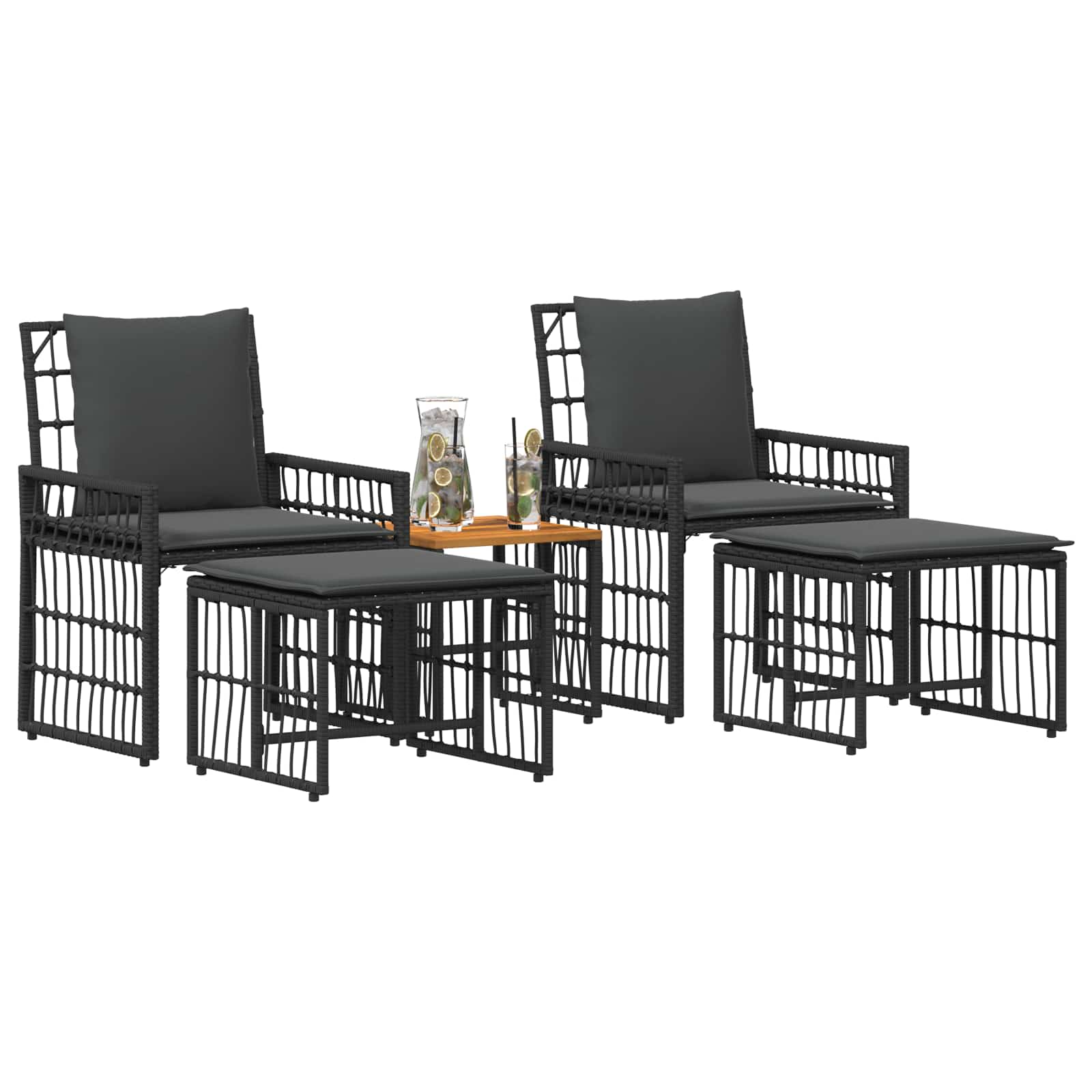 Gartenmöbel Set 5 Stk. Schwarz und Dunkelgrau