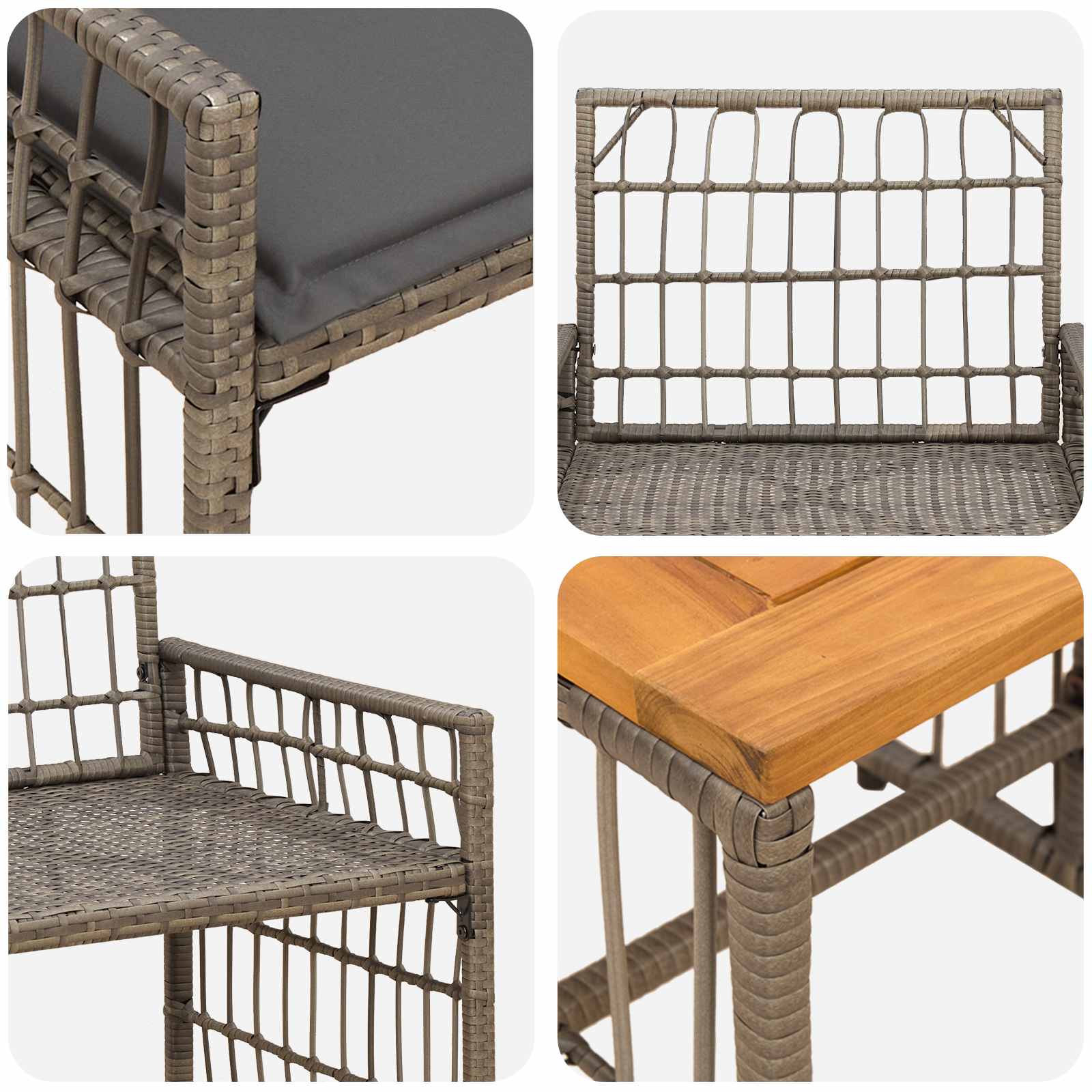 Gartenmöbel Set 5 Stk. Schwarz und Dunkelgrau