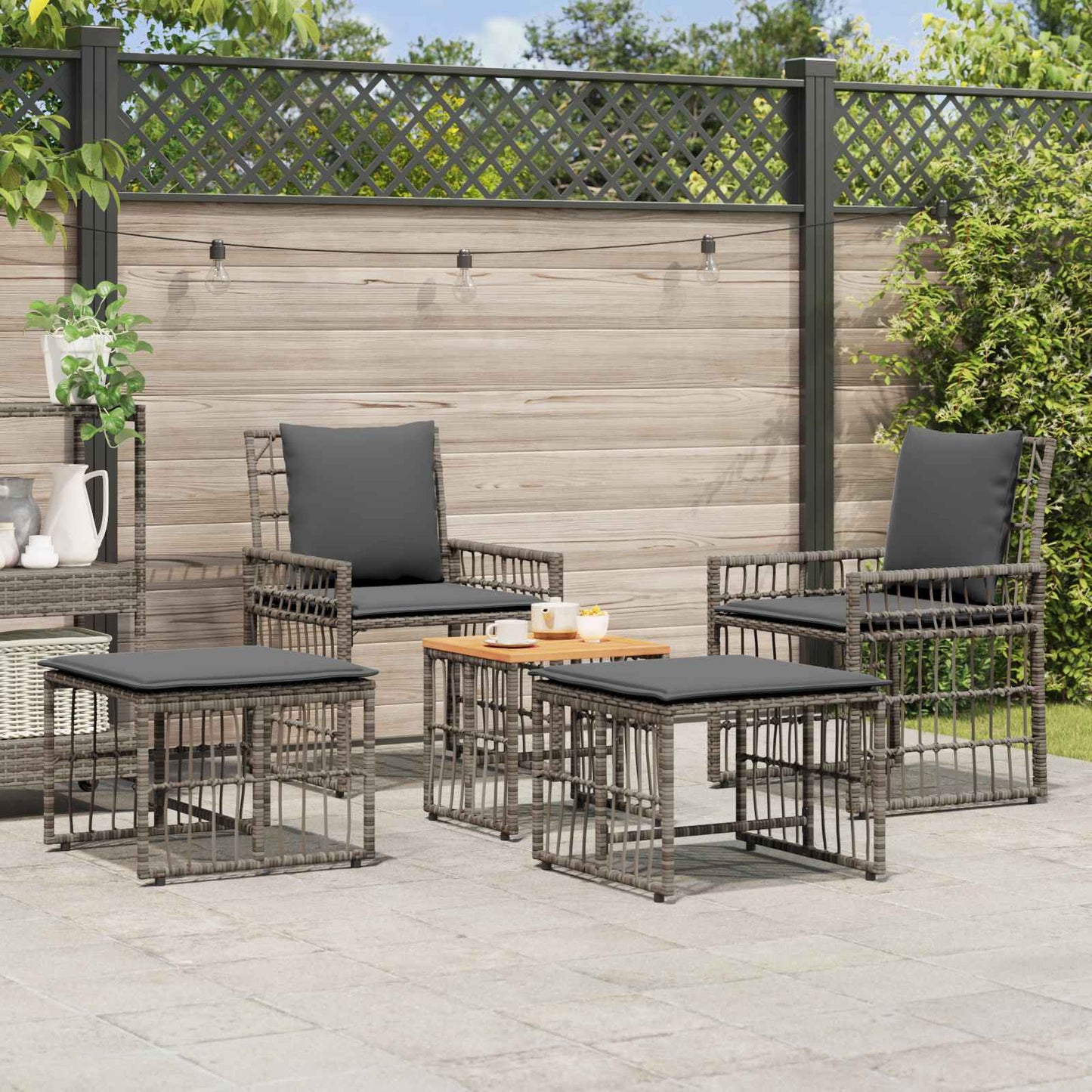 Gartenmöbel Set 5 Stk. Schwarz und Dunkelgrau