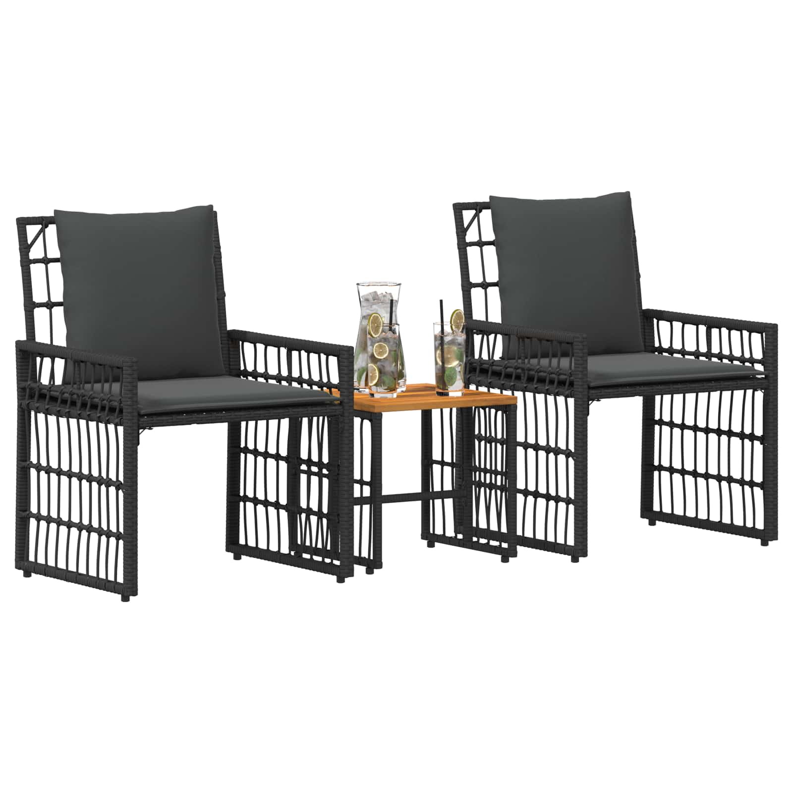 Gartenmöbel Set 3 Stk. Schwarz und Dunkelgrau