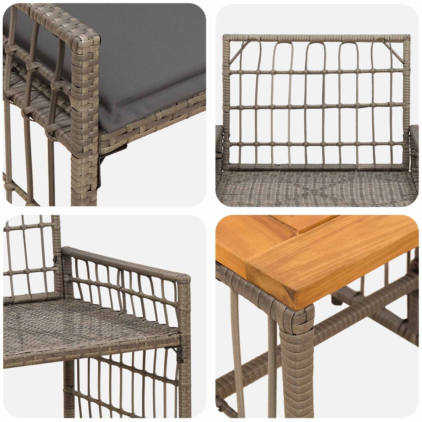 Gartenmöbel Set 3 Stk. Schwarz und Dunkelgrau