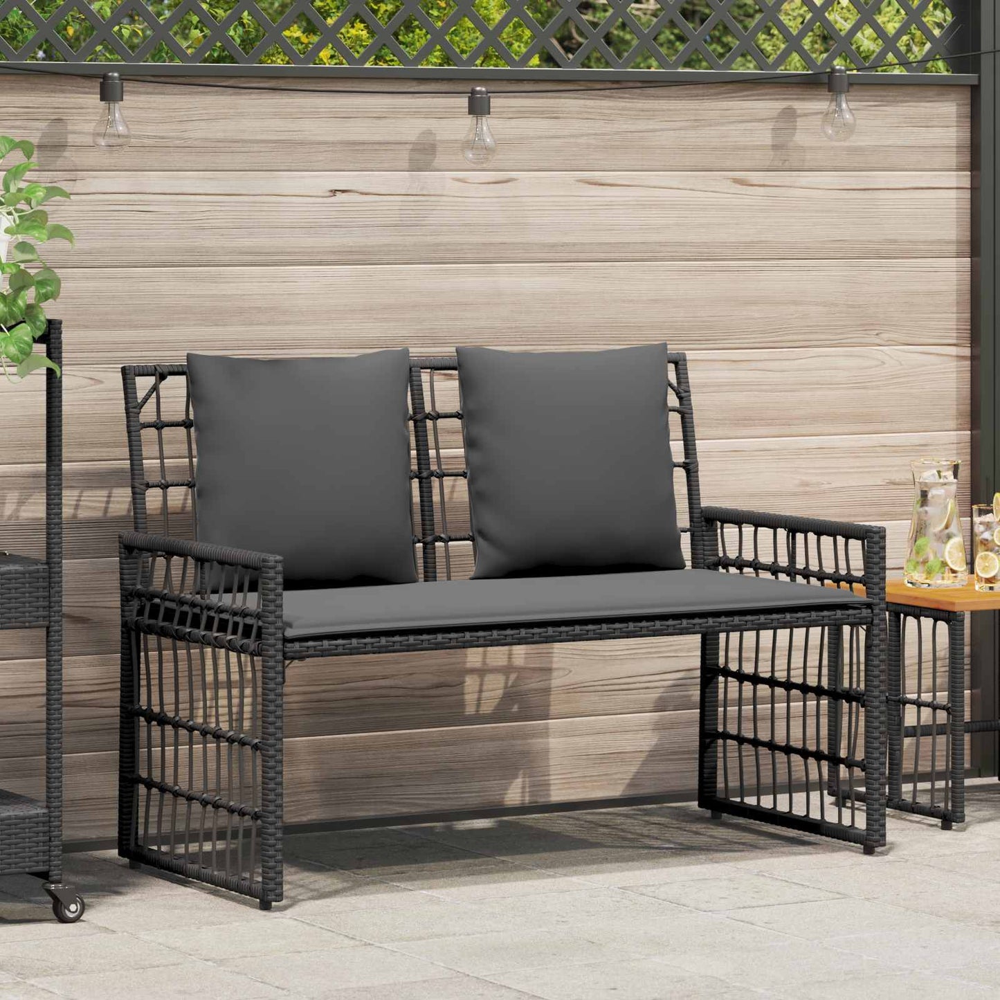 Bank Outdoor 2 -Seater 116 x 55 x 82 cm Steel and Poly Rattan