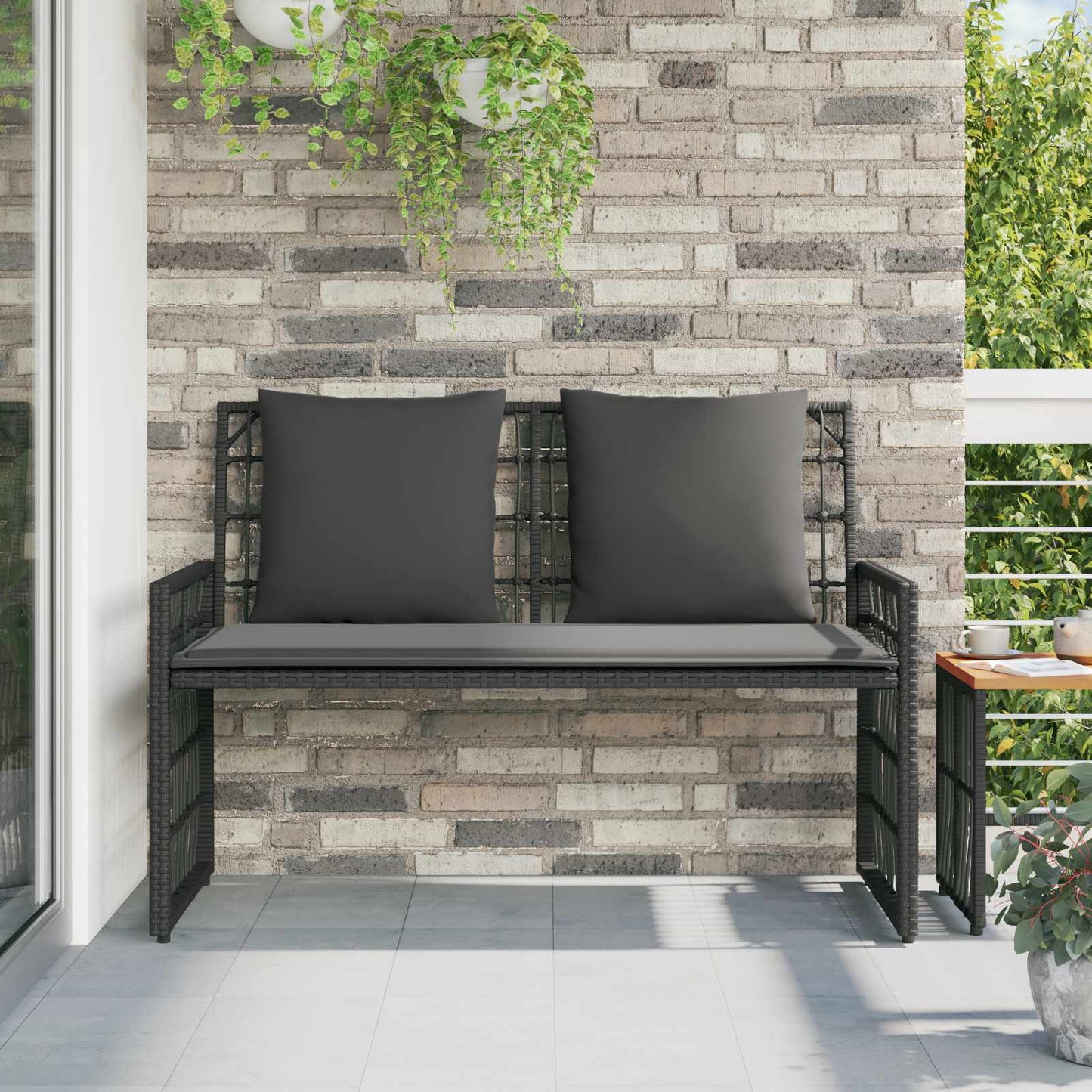 Bank Outdoor 2 -Seater 116 x 55 x 82 cm Steel and Poly Rattan