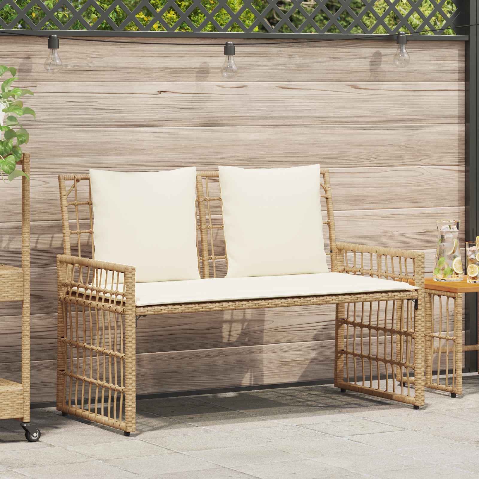 Bank Outdoor 2 -Seater 116 x 55 x 82 cm Steel and Poly Rattan