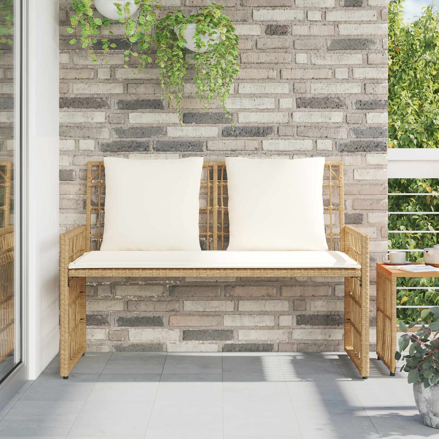 Bank Outdoor 2 -Seater 116 x 55 x 82 cm Steel and Poly Rattan