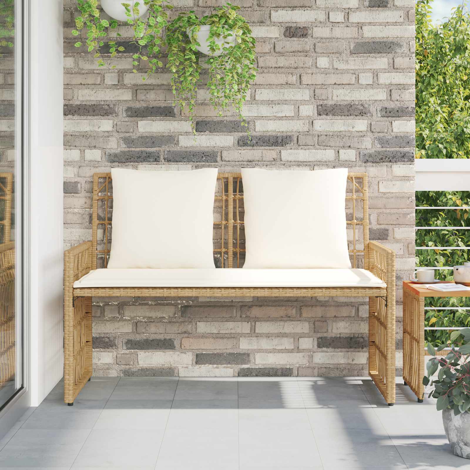 Bank Outdoor 2 -Seater 116 x 55 x 82 cm Steel and Poly Rattan