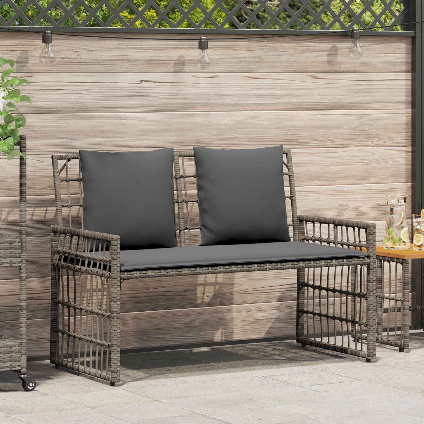 Bank Outdoor 2 -Seater 116 x 55 x 82 cm Steel and Poly Rattan