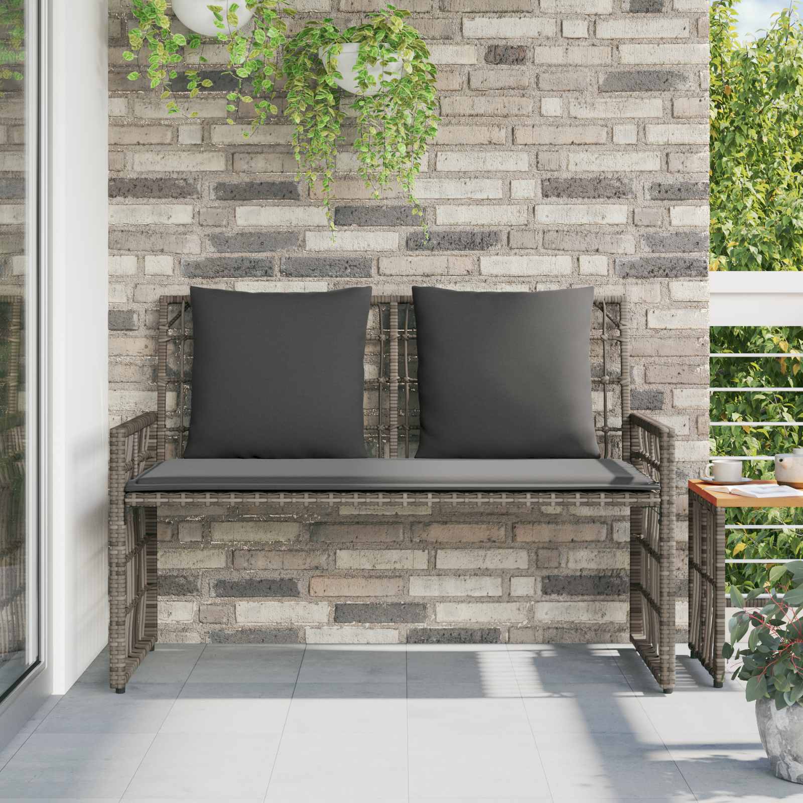 Bank Outdoor 2 -Seater 116 x 55 x 82 cm Steel and Poly Rattan