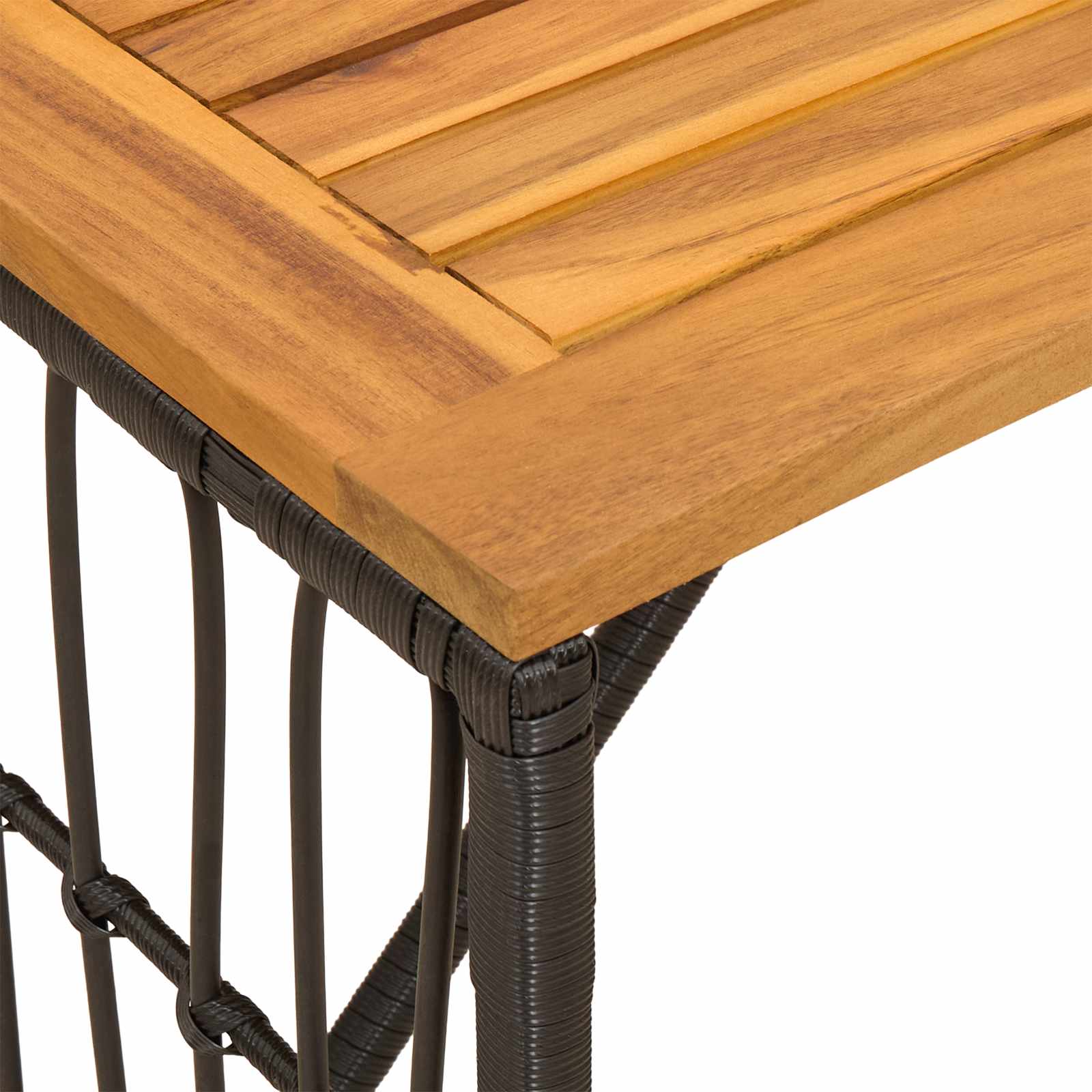 Tisch für Outdoor Schwarz 80 x 40 x 40 cm Steel and Poly Rattan