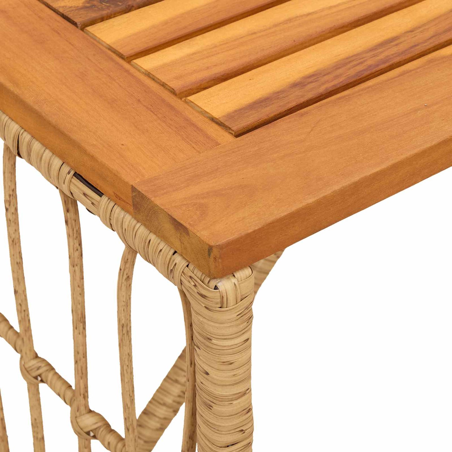 Tisch für Outdoor Natur 80 x 40 x 40 cm Steel and Poly Rattan