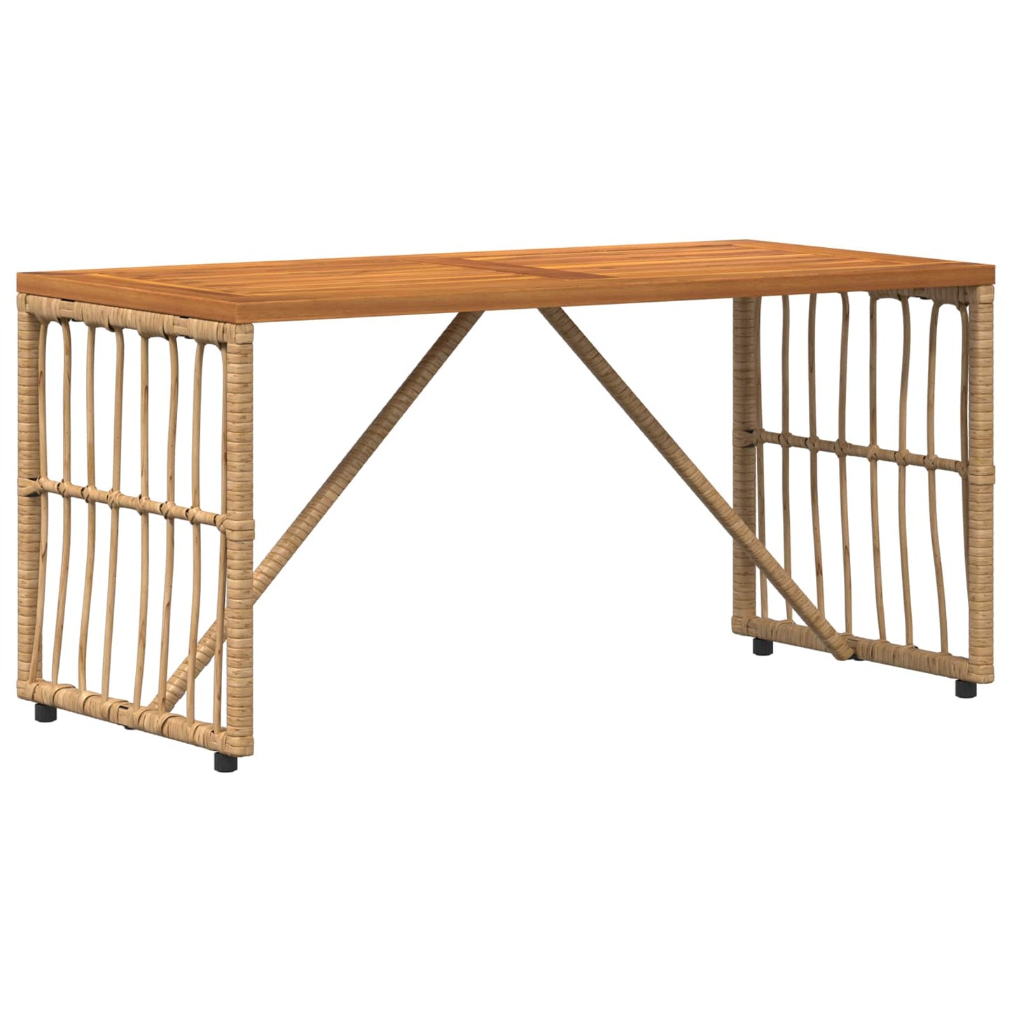 Tisch für Outdoor Natur 80 x 40 x 40 cm Steel and Poly Rattan