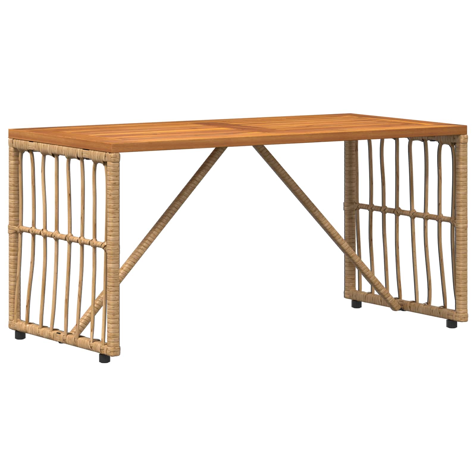 Tisch für Outdoor Natur 80 x 40 x 40 cm Steel and Poly Rattan